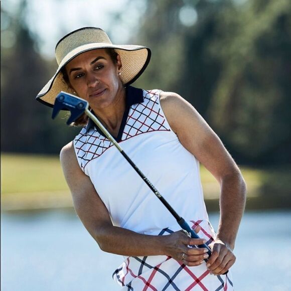 Lady Hagen Women's Windowpane Plaid Sleeveless Golf Polo - Picture 5 of 11